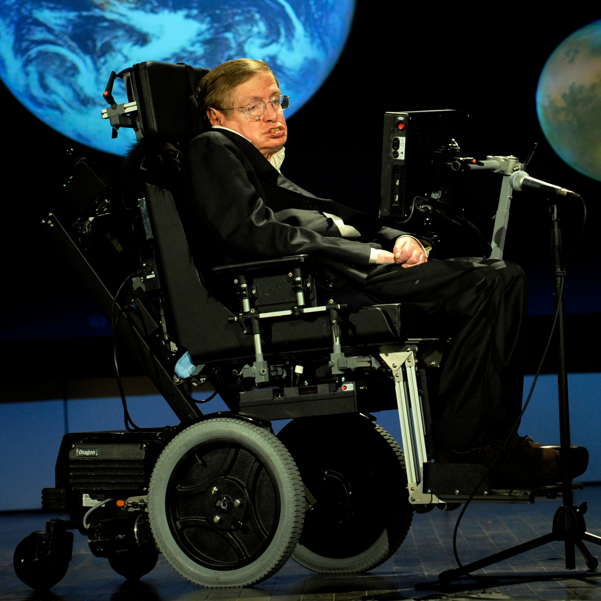 Portrait of Stephen Hawking, renowned theoretical physicist and cosmologist